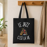 Tote Bag Noir Le jazz c'est la vie