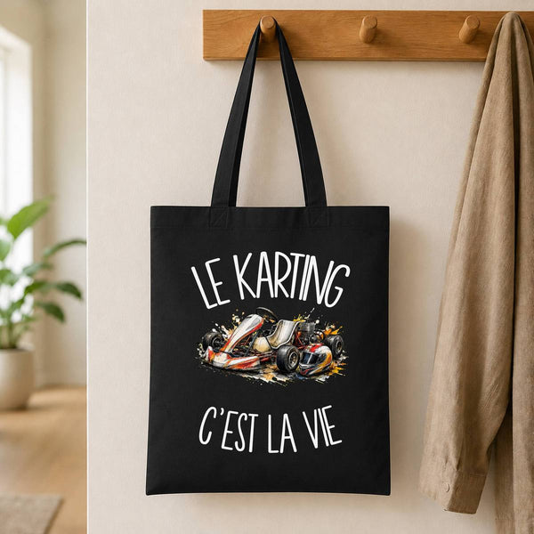 Tote Bag Noir Le karting c'est la vie