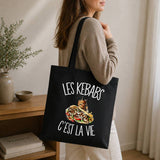 Tote Bag Noir Les kebabs c'est la vie