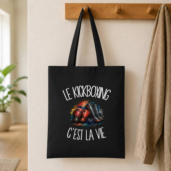 Tote Bag Noir Le kickboxing c'est la vie
