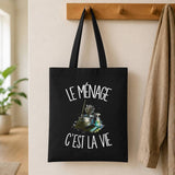 Tote Bag Noir Le ménage c'est la vie