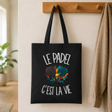 Tote Bag Noir Le padel c'est la vie