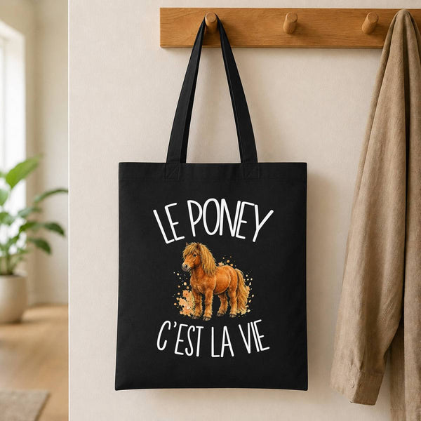 Tote Bag Noir Le poney c'est la vie