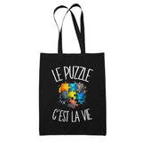 Tote Bag Noir Le puzzle c'est la vie