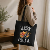 Tote Bag Noir Le rock c'est la vie