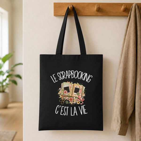 Tote Bag Noir Le scrapbooking c'est la vie