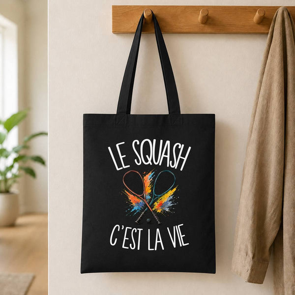Tote Bag Noir Le squash c'est la vie