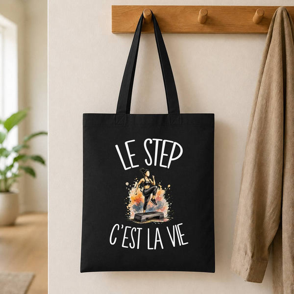 Tote Bag Noir Le step c'est la vie