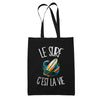 Tote Bag Noir Le surf c'est la vie
