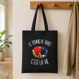 Tote Bag Noir Le tennis de table c'est la vie
