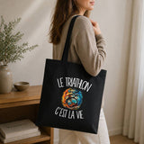 Tote Bag Noir Le triathlon c'est la vie