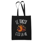 Tote Bag Noir Le tricot c'est la vie
