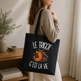 Tote Bag Noir Le tricot c'est la vie