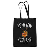 Tote Bag Noir Le violon c'est la vie