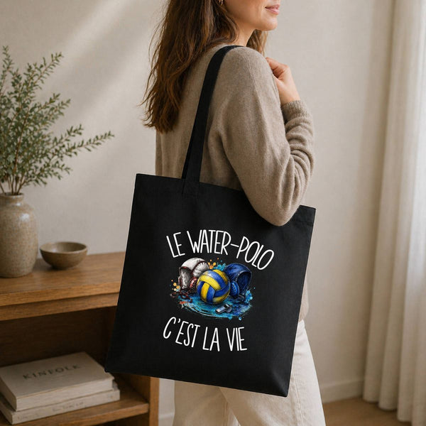Tote Bag Noir Le water-polo c'est la vie