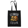 Tote Bag Noir Les burgers c'est la vie