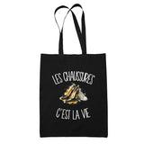 Tote Bag Noir Les chaussures c'est la vie