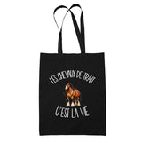 Tote Bag Noir Les chevaux de trait c'est la vie