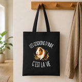Tote Bag Noir Les cochons d'Inde c'est la vie