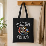Tote Bag Noir Les fléchettes c'est la vie