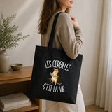 Tote Bag Noir Les gerbilles c'est la vie