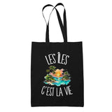Tote Bag Noir Les îles c'est la vie