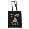 Tote Bag Noir Les lapins c'est la vie