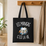 Tote Bag Noir Les mangas c'est la vie