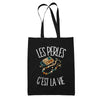 Tote Bag Noir Les perles c'est la vie