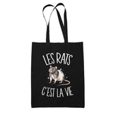 Tote Bag Noir Les rats c'est la vie