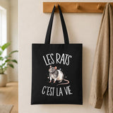 Tote Bag Noir Les rats c'est la vie
