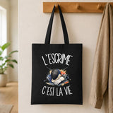 Tote Bag Noir L'escrime c'est la vie