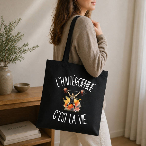 Tote Bag Noir L'haltérophilie c'est la vie