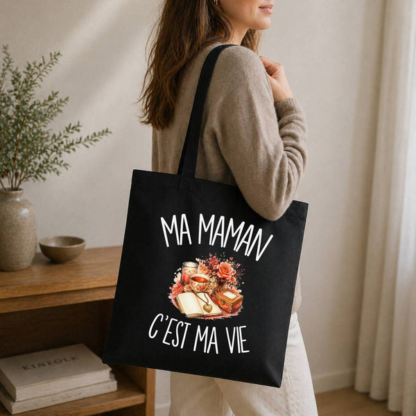 Tote Bag Noir Ma maman c'est ma vie