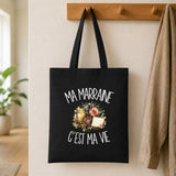 Tote Bag Noir Ma marraine c'est ma vie