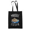 Tote Bag Noir Marseille c'est la vie