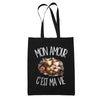 Tote Bag Noir Mon amour c'est ma vie