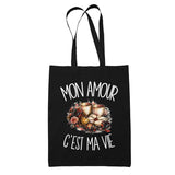 Tote Bag Noir Mon amour c'est ma vie