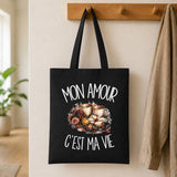 Tote Bag Noir Mon amour c'est ma vie