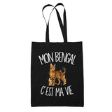 Tote Bag Noir Mon Bengal c'est ma vie