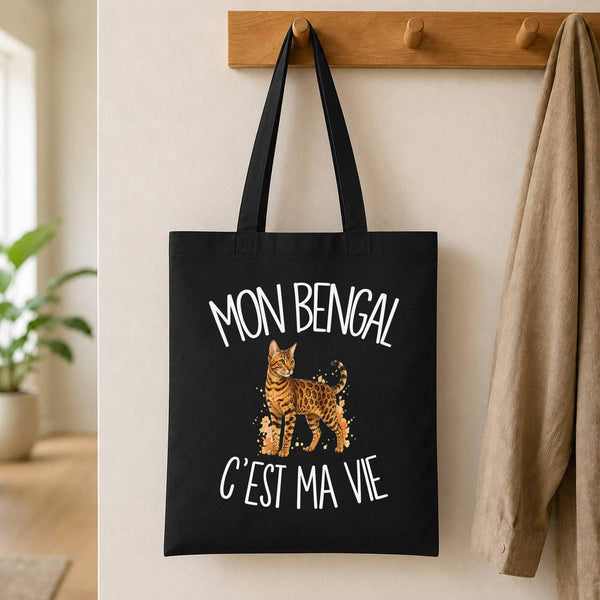 Tote Bag Noir Mon Bengal c'est ma vie