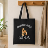 Tote Bag Noir Mon Berger des Pyrénées c'est ma vie