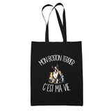 Tote Bag Noir Mon Boston Terrier c'est ma vie