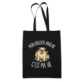 Tote Bag Noir Mon Bulldog Anglais c'est ma vie