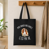 Tote Bag Noir Mon Cavalier King Charles c'est ma vie