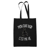 Tote Bag Noir Mon chat noir c'est ma vie
