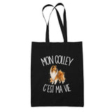 Tote Bag Noir Mon Colley c'est ma vie
