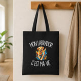 Tote Bag Noir Mon Labrador c'est ma vie