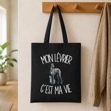 Tote Bag Noir Mon Lévrier c'est ma vie