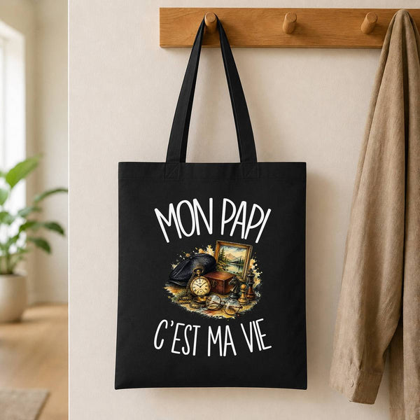 Tote Bag Noir Mon papi c'est ma vie
